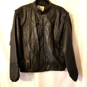 Vintage Roberto Gellini Black Leather Motorcycle Jacket 44
